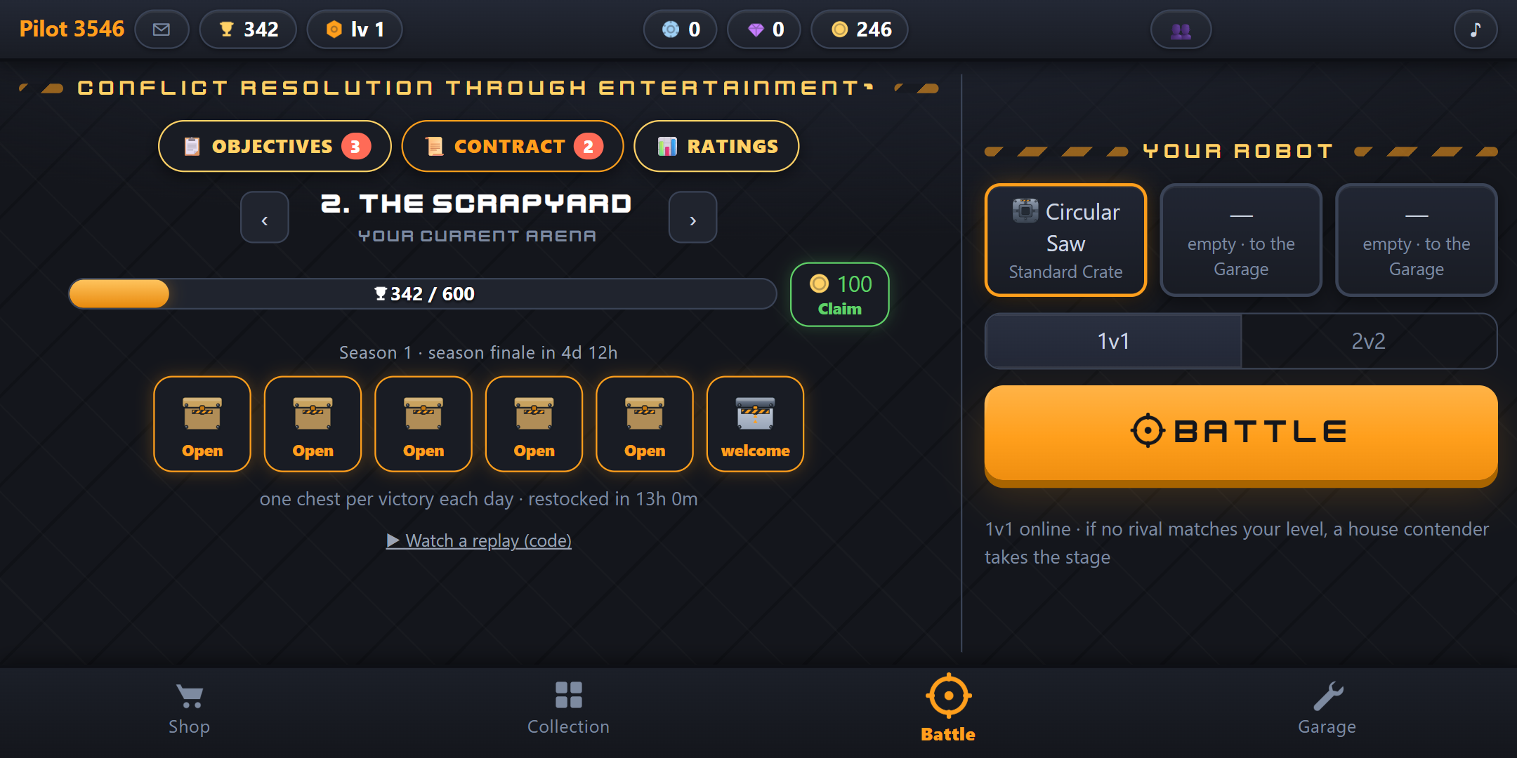 The Battle screen: victory chests and the trophy road