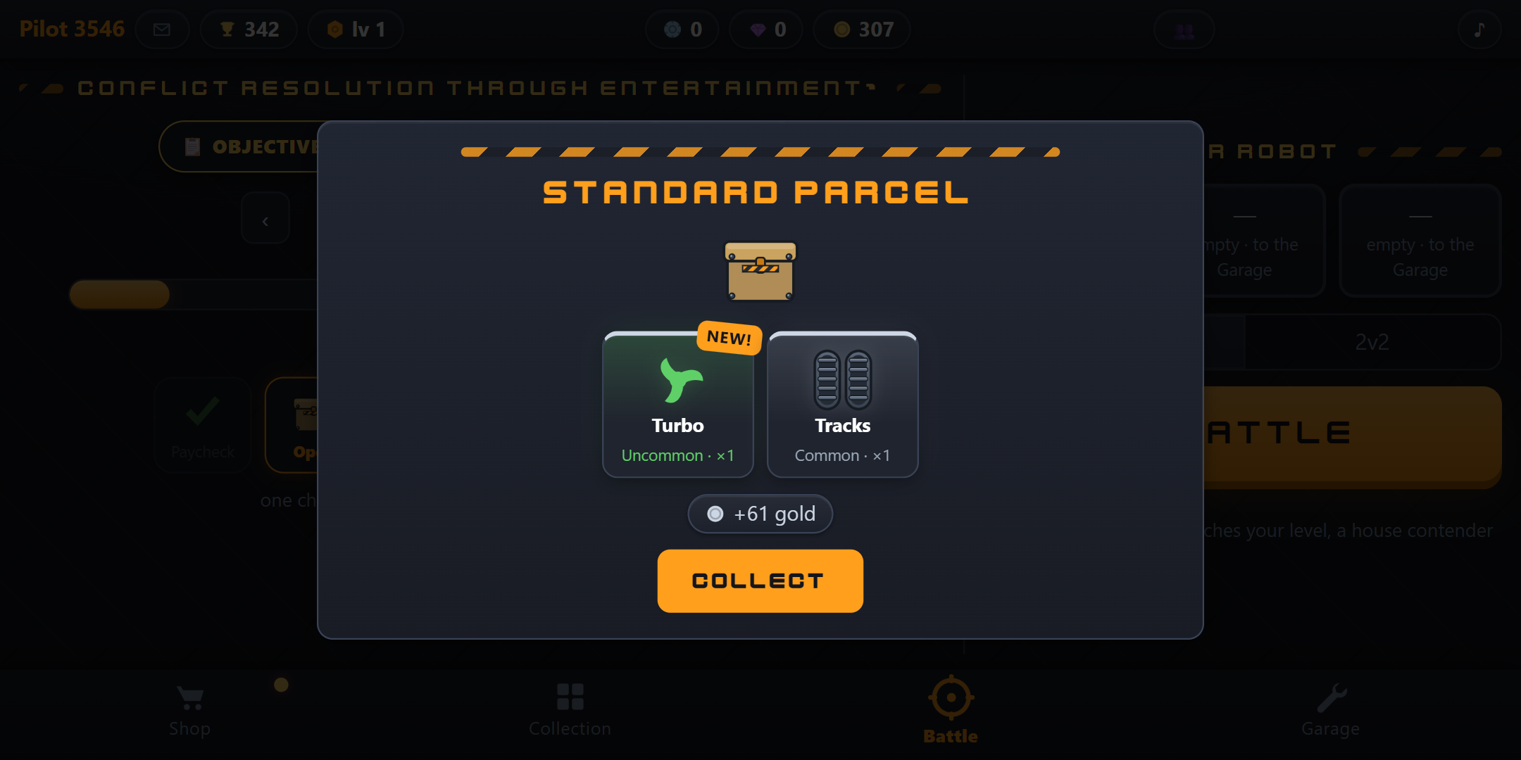 Opening a chest full of new parts